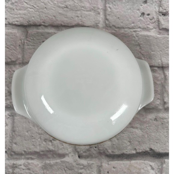 Vtg Anchor Hocking 1Qt Baking Dish Milk Glass Vegetable Pattern 441 Easter - Picture 5 of 7